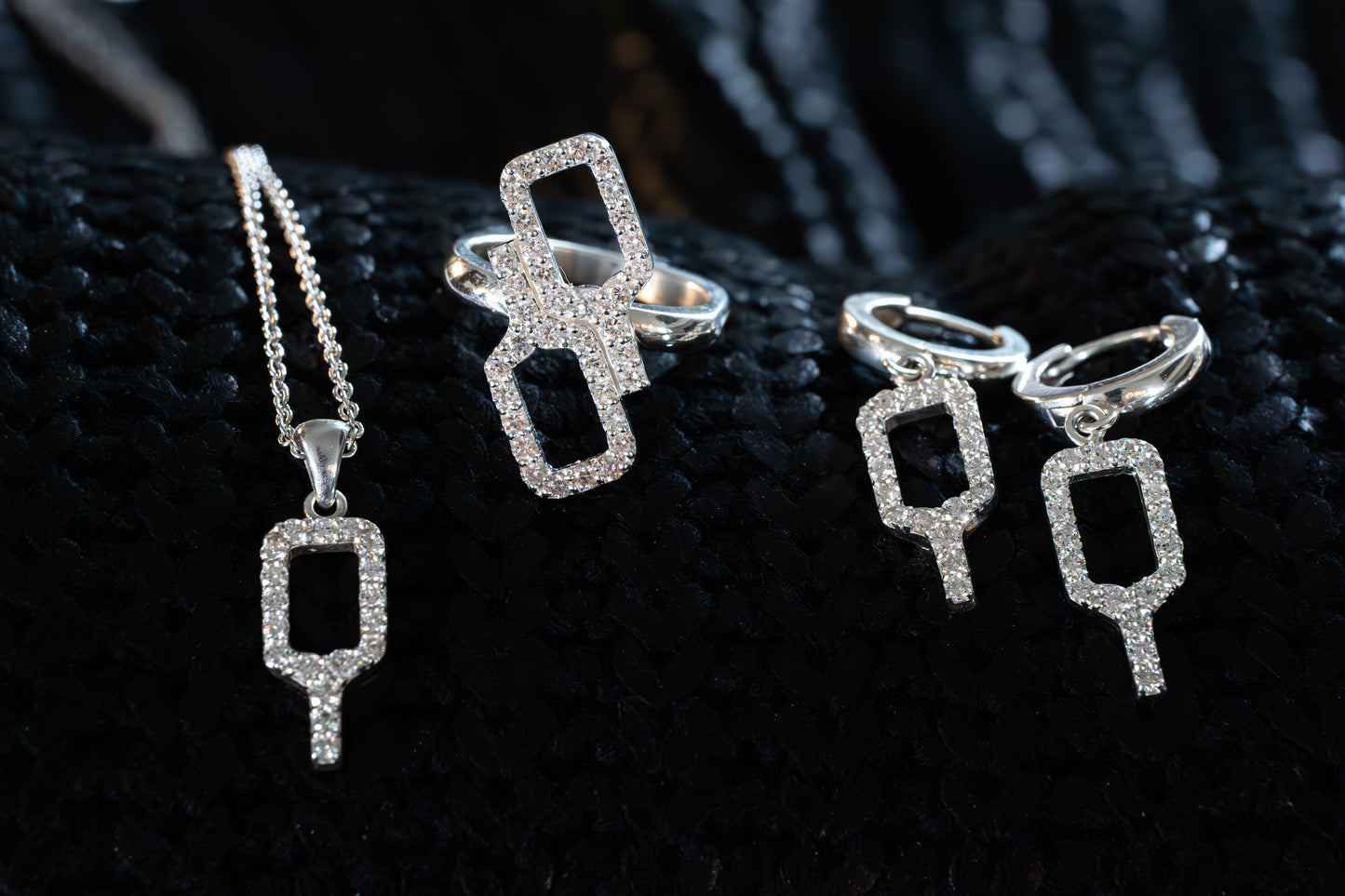 Pickleball Bling! Silver & Diamond Earrings