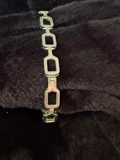 Pickleball Bling! Silver & Diamond Paddle Bracelets